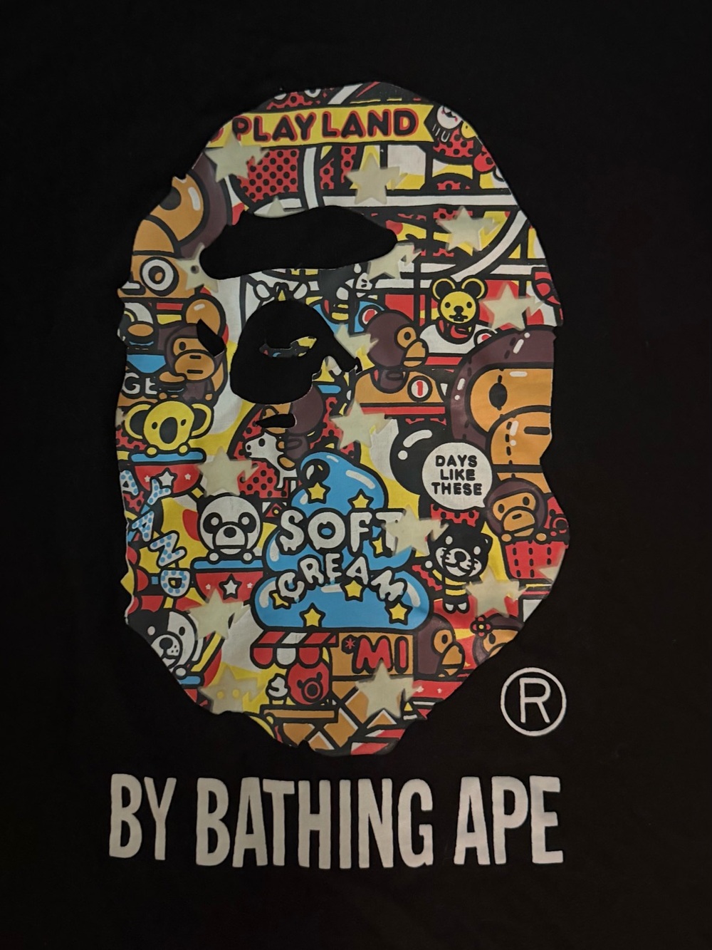 RARE BAPE GLOW IN THE DARK black tee